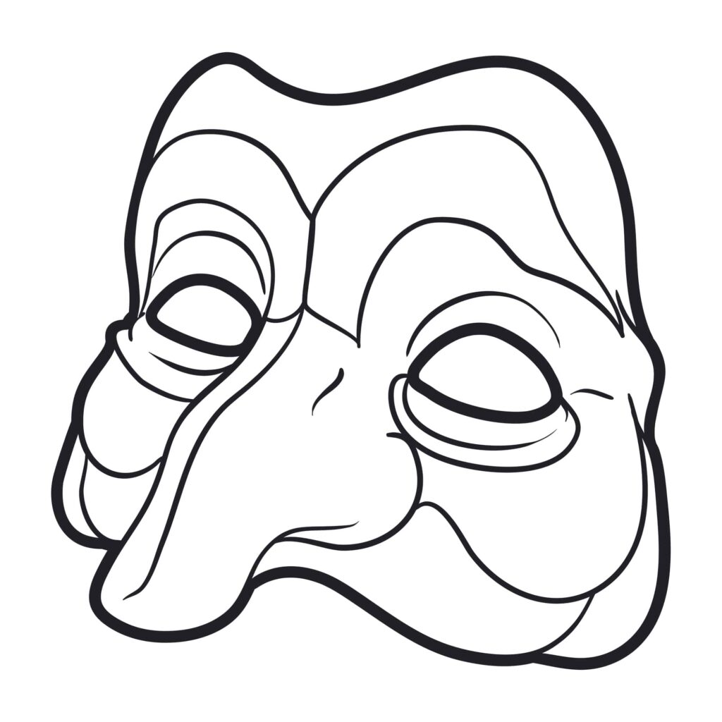 Black and white outline of a Venetian pantalone mask.