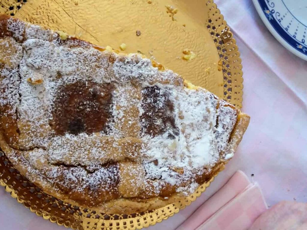 closeup of pastiera, a traditional Easter dessert in Naples, Italy
