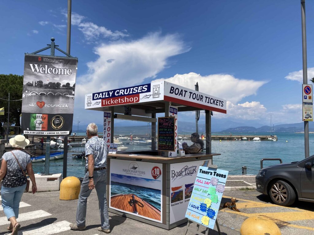 Boat tour ticket booth on Lake Garda