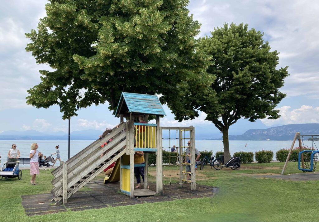 Playground in Cisano, Italy, on the shore of Lake Garda.