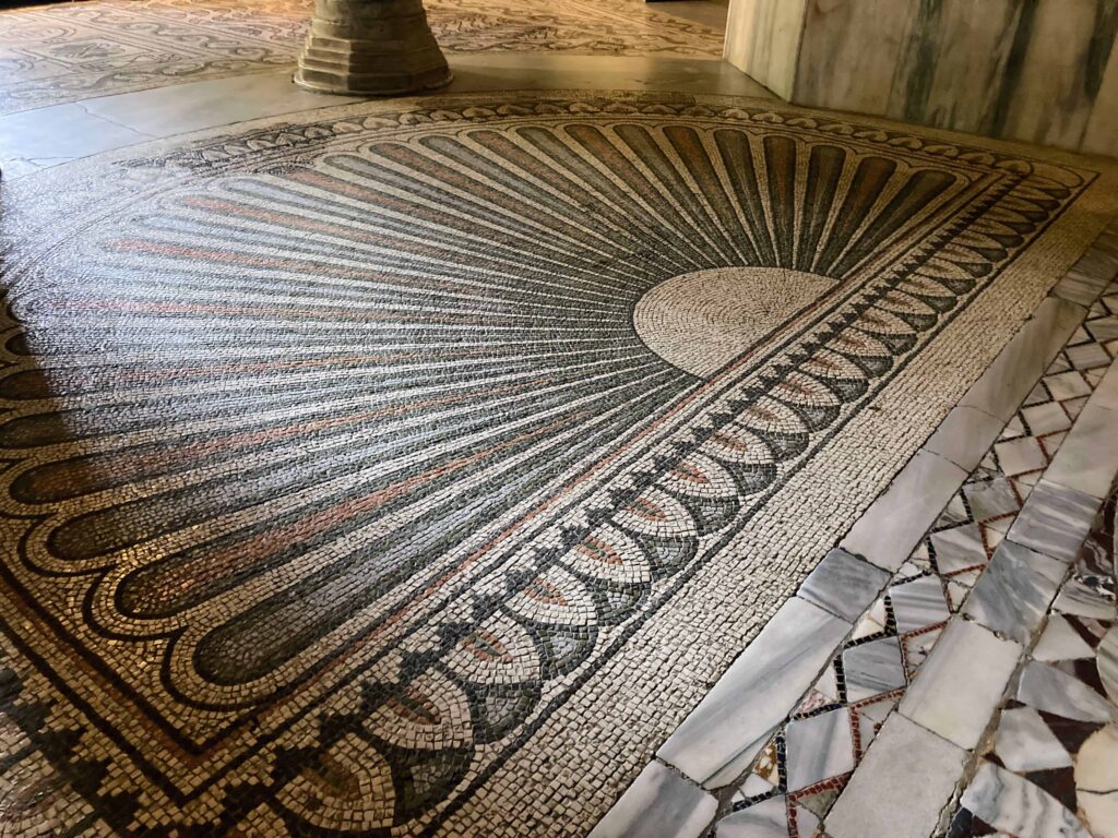 Floor mosaics in the Basilica of San Vitale in Ravenna, Italy.