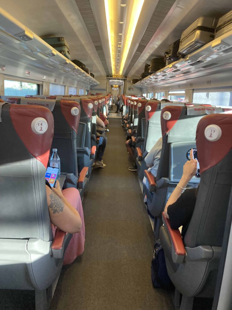 View of inside train in Italy.